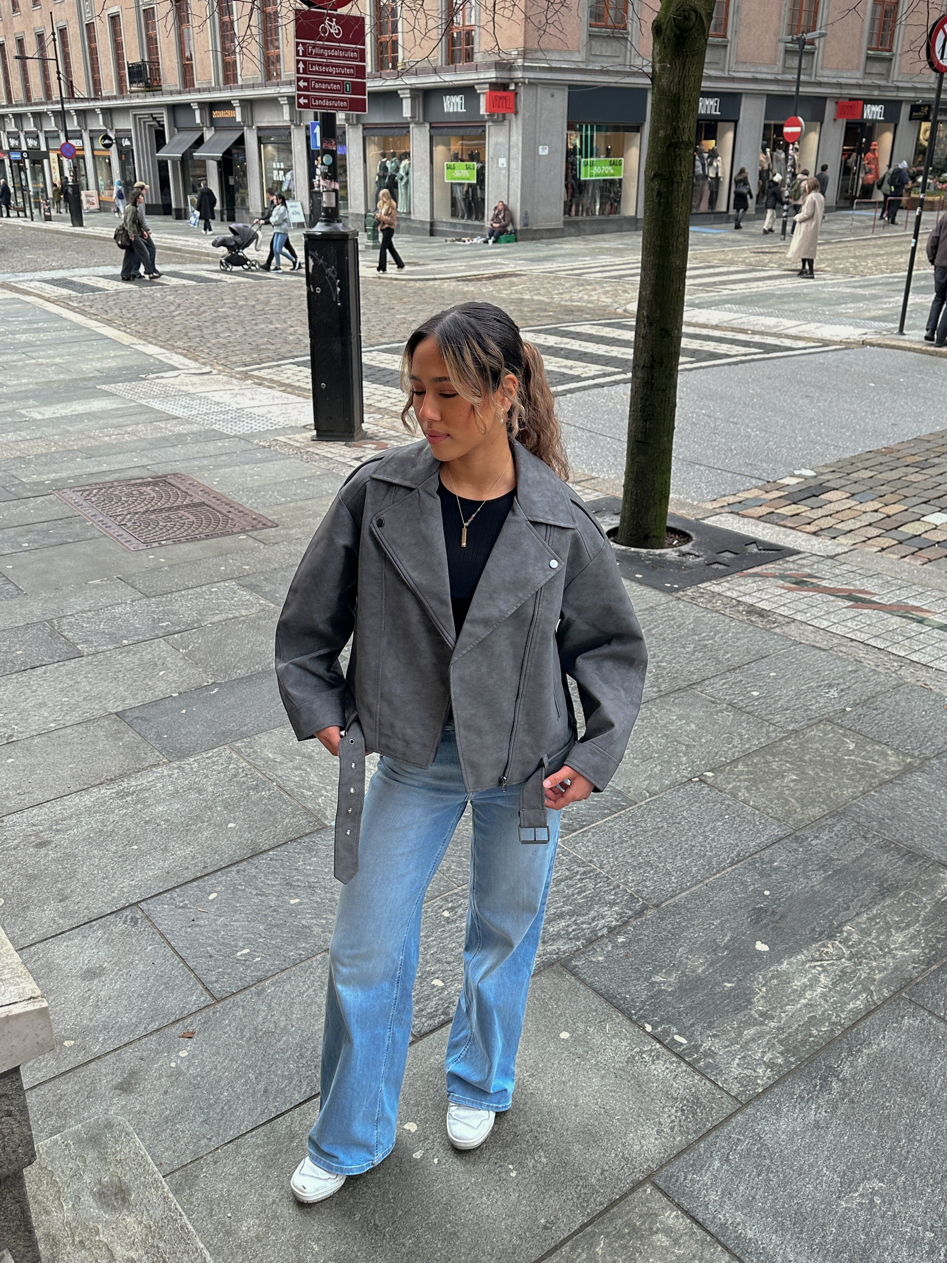 ONLAVA Faux Leather Jacket - Grå